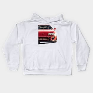 Explosive Fury: Red Supra Front Fiery Half Body Posterize Car Design Kids Hoodie